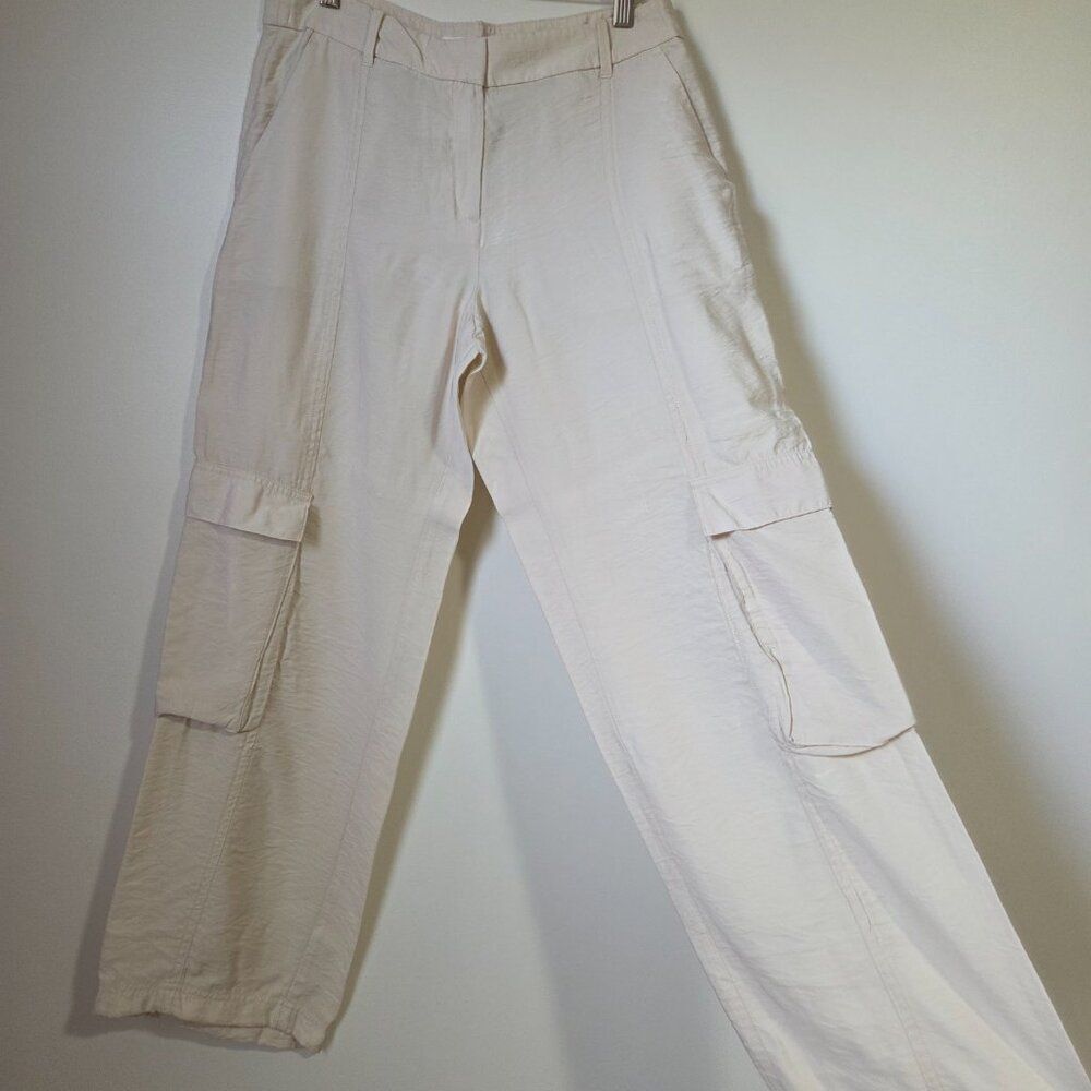 H&M Cream Straight-Leg Cargo Pants